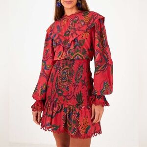 Farm Rio Sunset Tapestry Blush Mini Dress